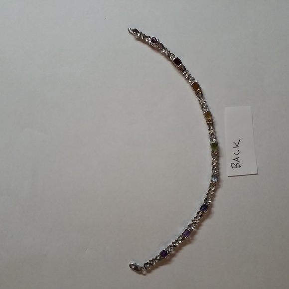 Multi-Gemstone & Stampado Bow Link Bracelet In Sterling Silver. - Picture 3 of 7